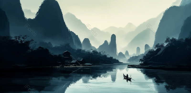 桂林山水水墨山水画中国风背景,插画/手绘图,插画/手绘图库,插画/手绘图下载,插画/手绘